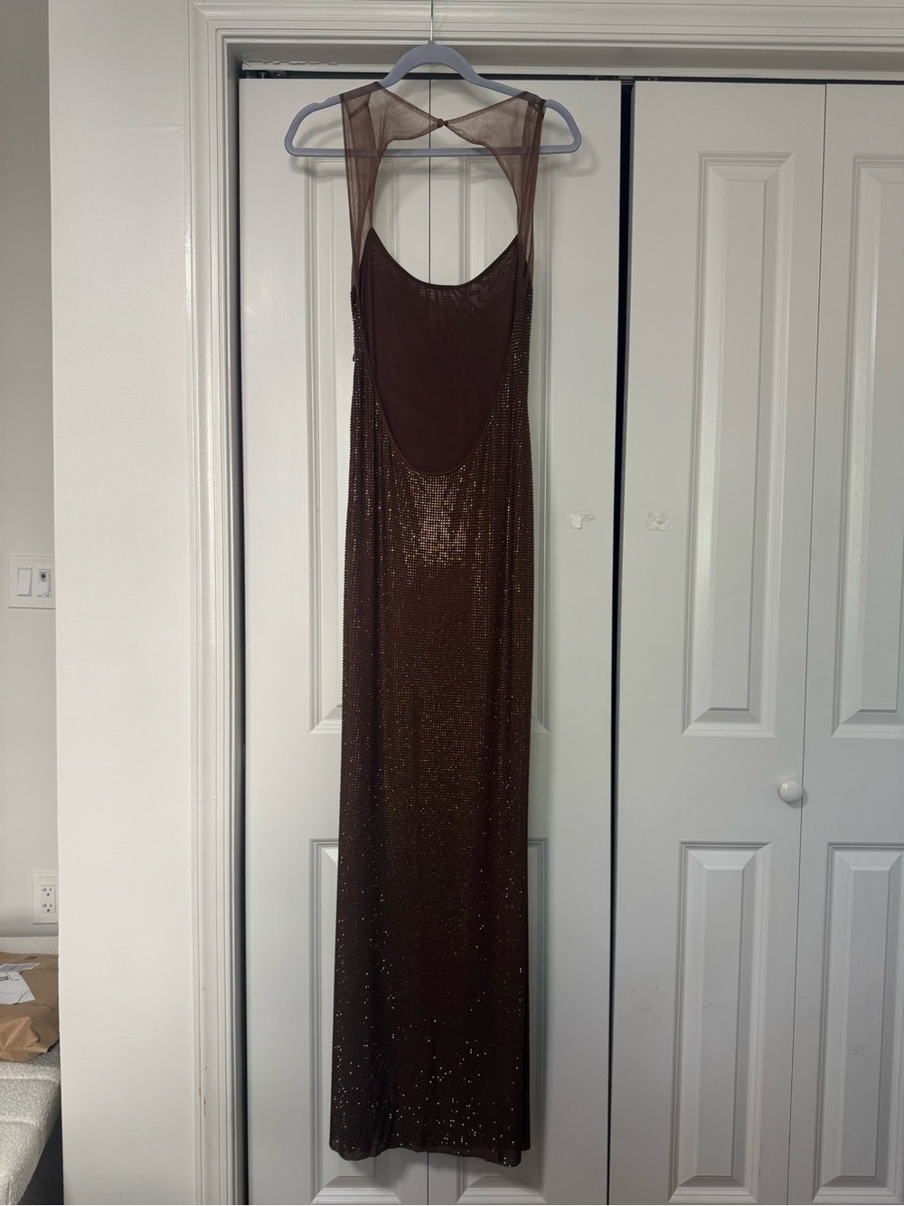 Meshki Brown Sparkle Slip Maxi Dress - Picture 8 of 9